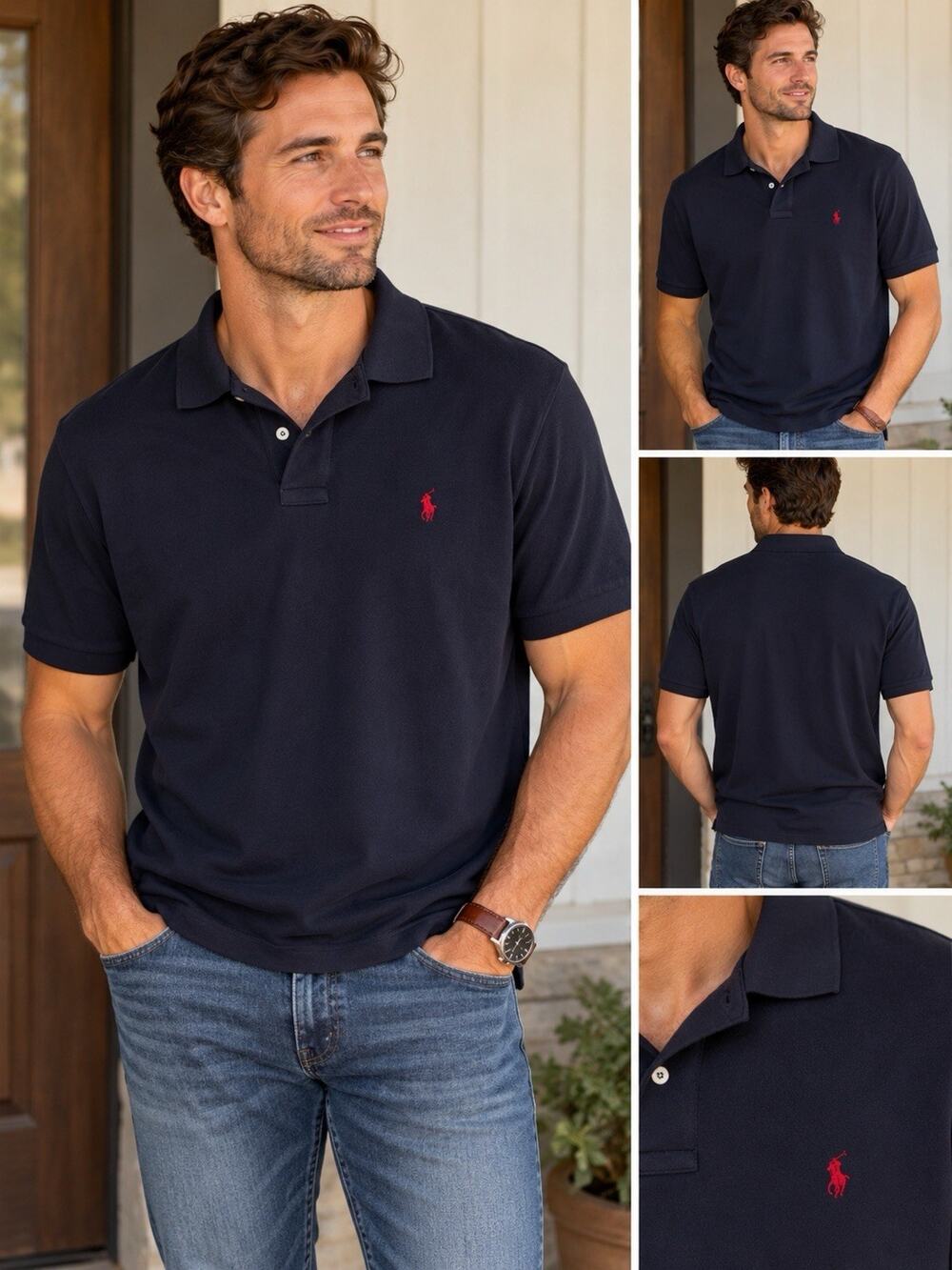 Polo Ralph Lauren Men's Classic Fit Navy Solid Polo Shirt Logo Short Sleeve L